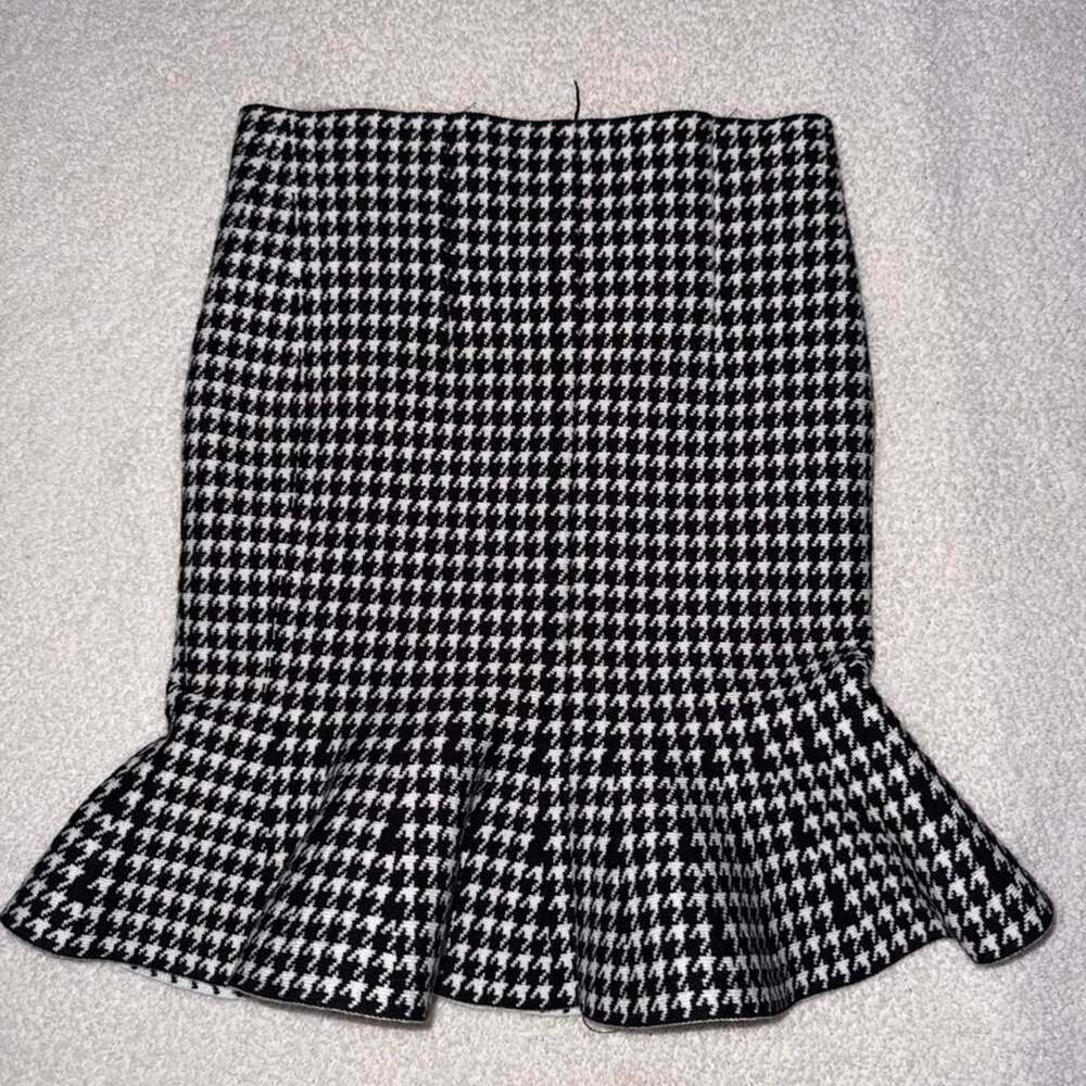 Unbranded Black White Houndstooth Ruffle Hem Skirt Size Small
